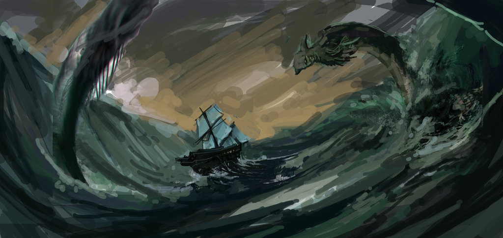 1024x484 Sea Monster By Senjougaharahitagi - Sea Monster Painting