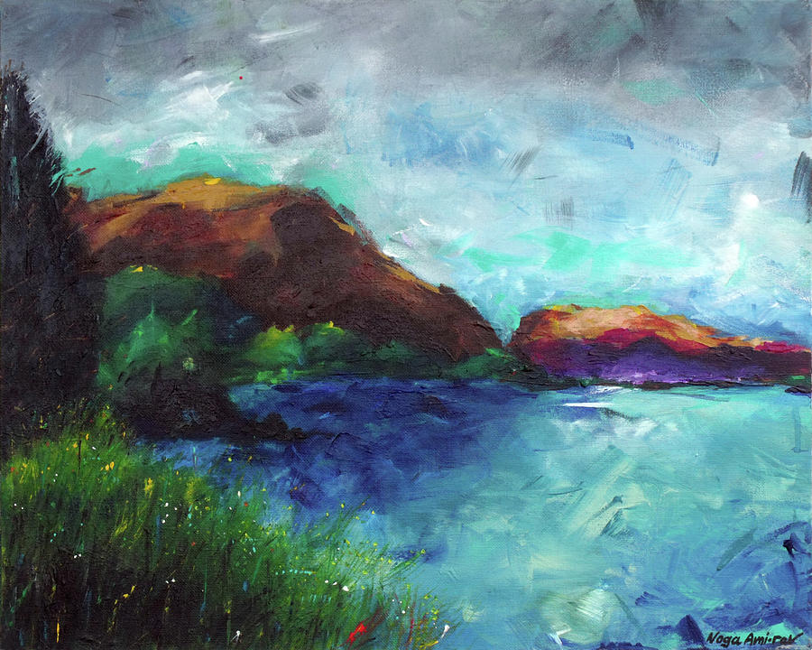 900x720 Sea Of Galilee And Mt Arbel Painting By Noga Ami Rav - Sea Of Galilee Painting