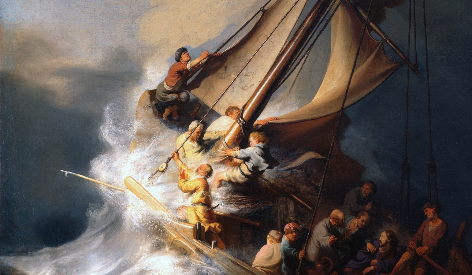 1543x899 Christ In The Storm On The Sea Of Galilee, By Rembrandt - Sea Of Galilee Painting