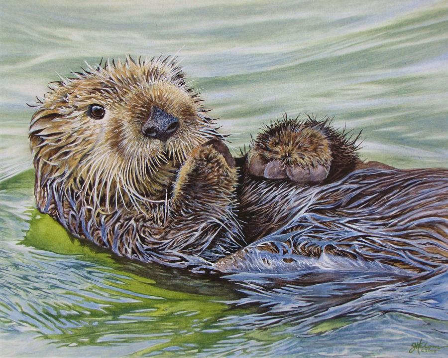 900x718 Sea Otter Painting By Greg And Linda Halom - Sea Otter Painting