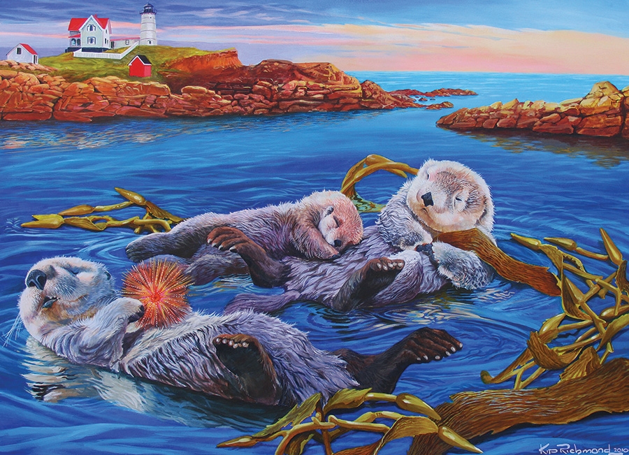 900x651 Family Pieces 350 Sea Otter Family Jigsaw Puzzle Item 54619 - Sea Otter Painting
