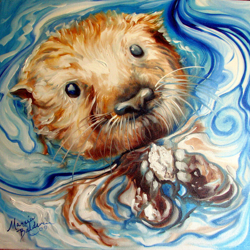 500x500 Painting Sea Otter By M Baldwin (Original Art By Marcia Baldwin) - Sea Otter Painting