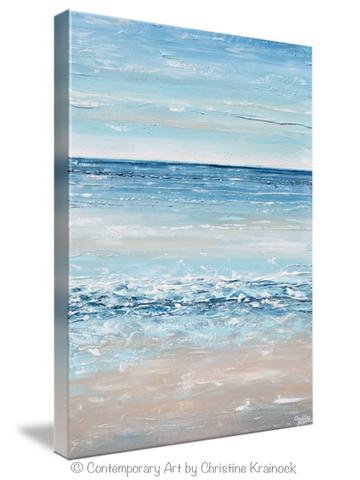 360x480 Giclee Print Art Blue Abstract Painting Canvas Art Beach Coastal - Sea Painting Images