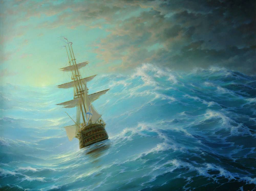 1000x749 Seascape Painting,boat Painting,seascape Oil Painting,boat Oil - Sea Painting Images