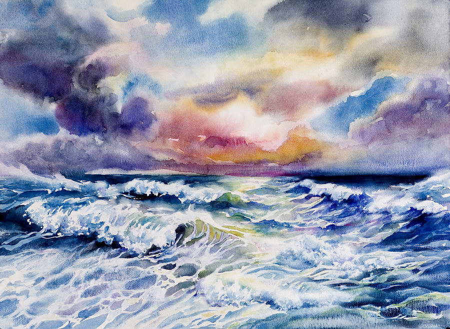 900x659 Angry Sea Painting By Jack Tzekov - Sea Painting Images