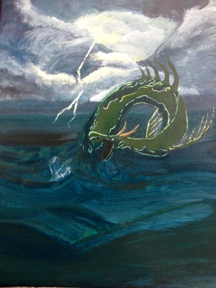 720x960 Sea Serpent Painting, Start To Finish - Sea Serpent Painting