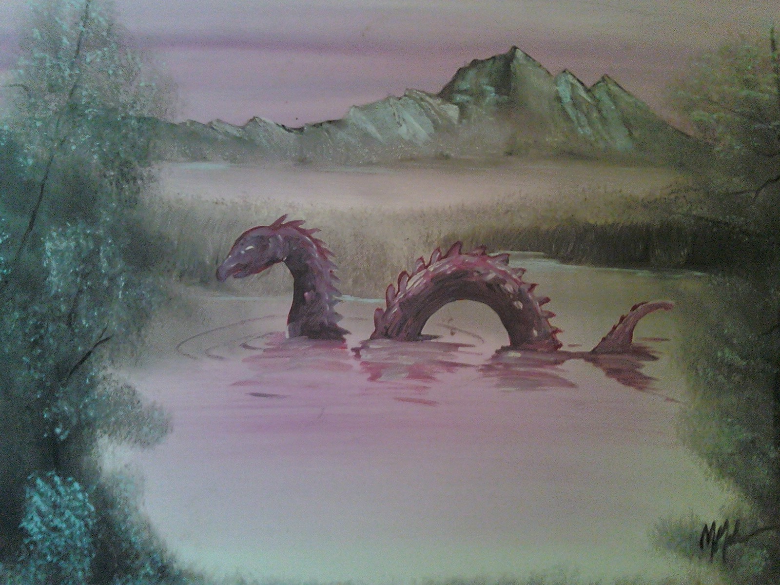 1600x1200 Involuntary Collaborations The Sea Serpent - Sea Serpent Painting