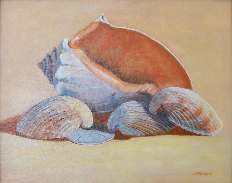 900x708 Sea Shells Painting By Betty Henderson - Sea Shell Painting
