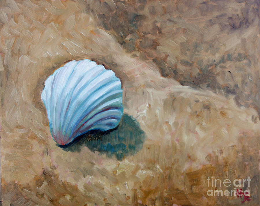 900x714 Seashell And Sand Study Ii Painting By Hilary England - Sea Shell Painting