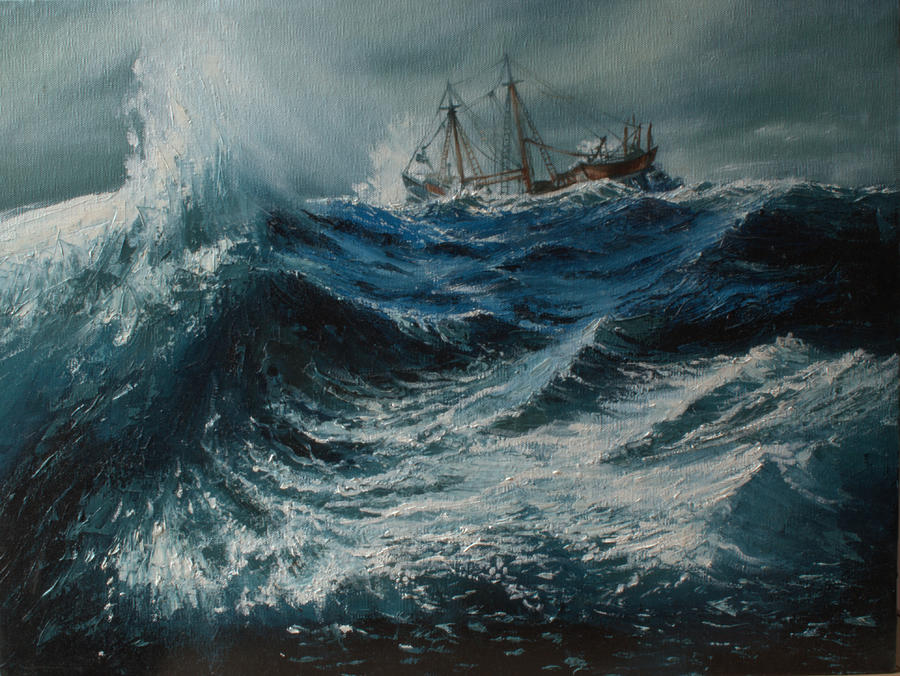 Sea Storm Painting At PaintingValley.com | Explore Collection Of Sea ...