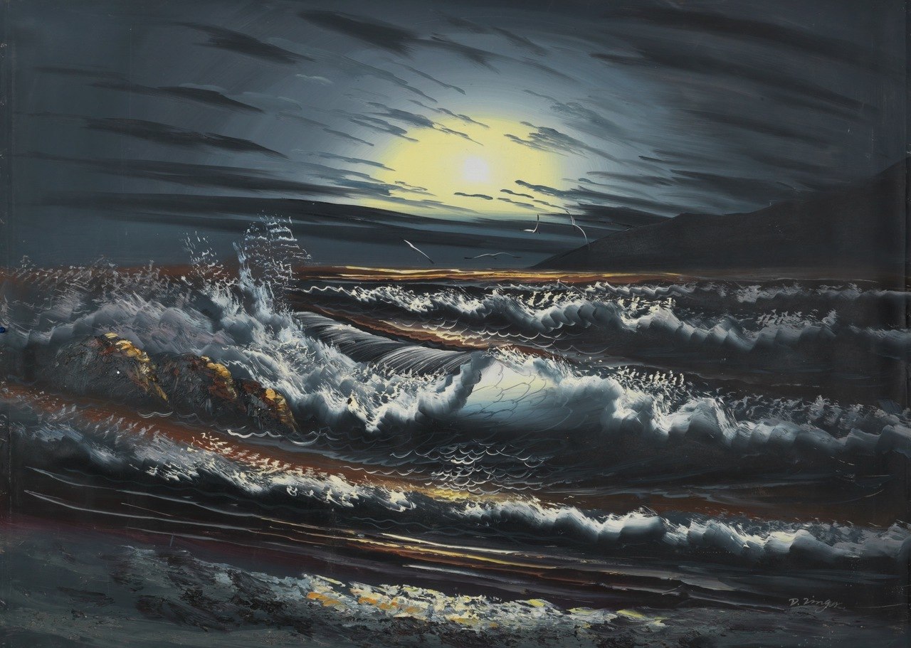 Sea Storm Painting at PaintingValley.com | Explore collection of Sea ...