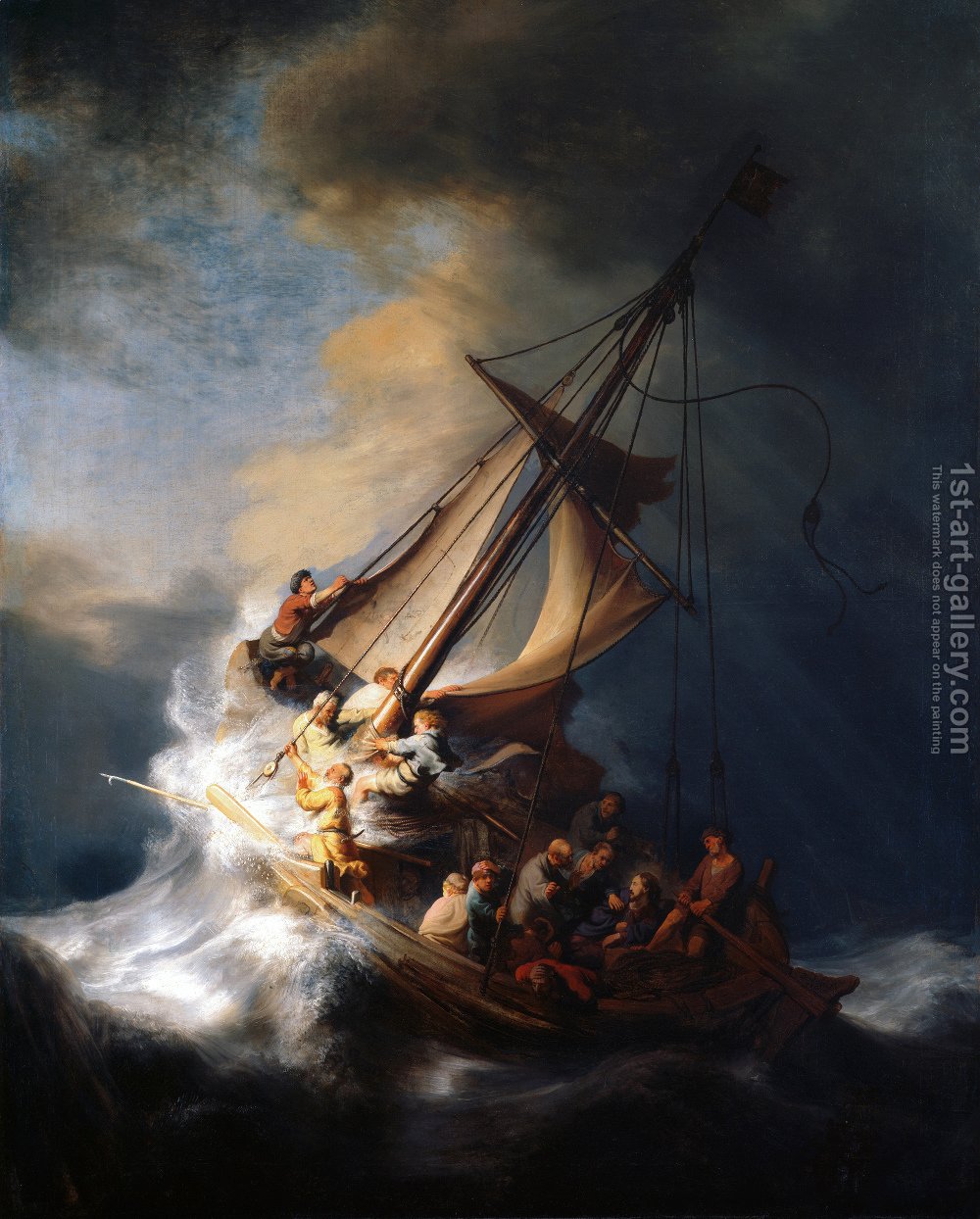 1000x1244 Christ In The Storm On The Sea Of Galilee Rembrandt Reproduction - Sea Storm Painting