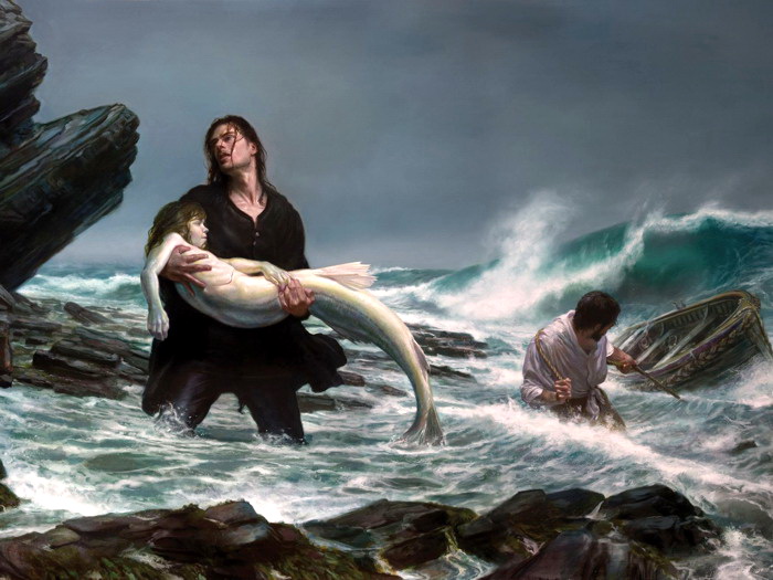 700x525 Mermaid Sea Storm Painting Art Wall Print Poster Ebay - Sea Storm Painting