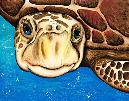 450x353 Hand Painted Marine Life Sea Turtle Oil Painting Canvas Art Decor - Sea Turtle Oil Painting