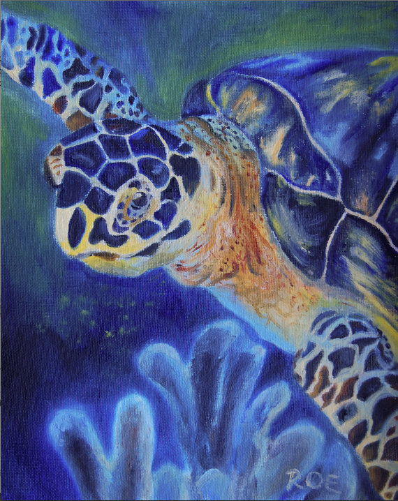 Sea Turtle Oil Painting at PaintingValley.com | Explore collection of ...