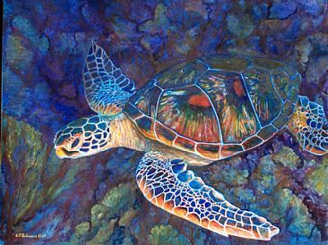 366x274 Sea Turtle Oil Paintings - Sea Turtle Oil Painting