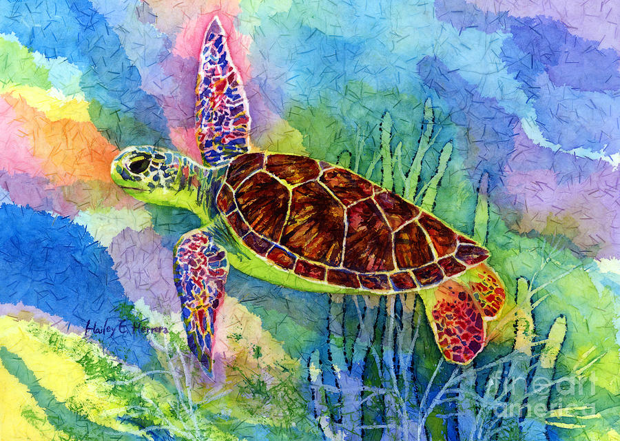 900x640 Sea Turtle Painting By Hailey E Herrera - Sea Turtle Painting