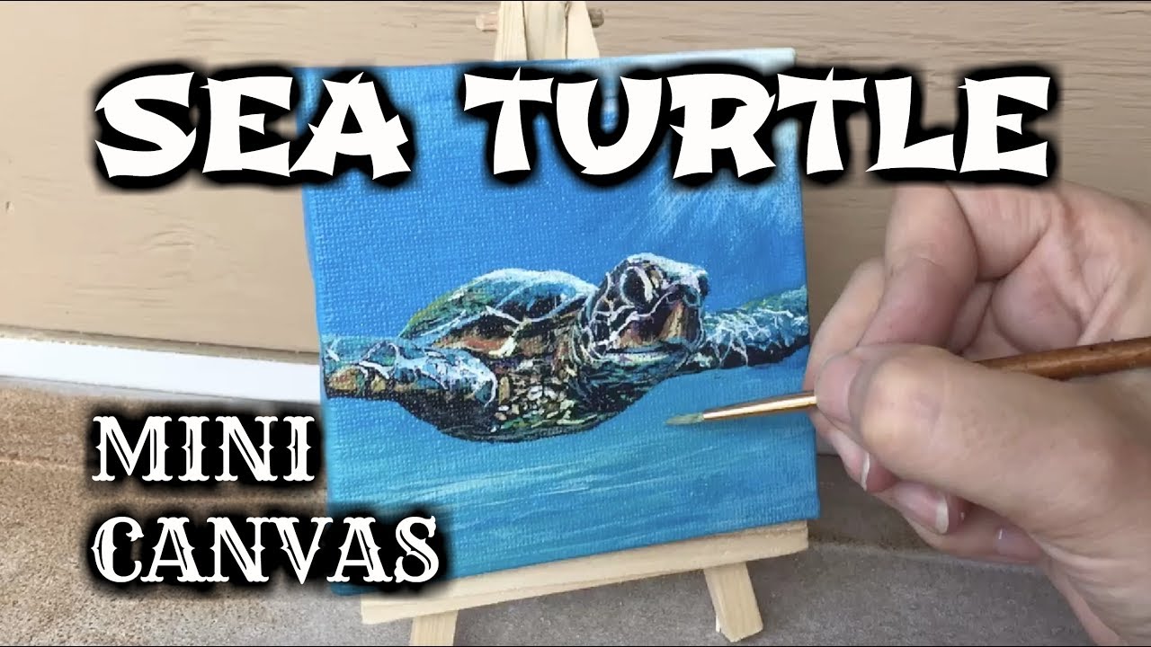 1280x720 How To Paint A Sea Turtle Painting On Mini Canvasacrylic Painting - Sea Turtle Painting Canvas