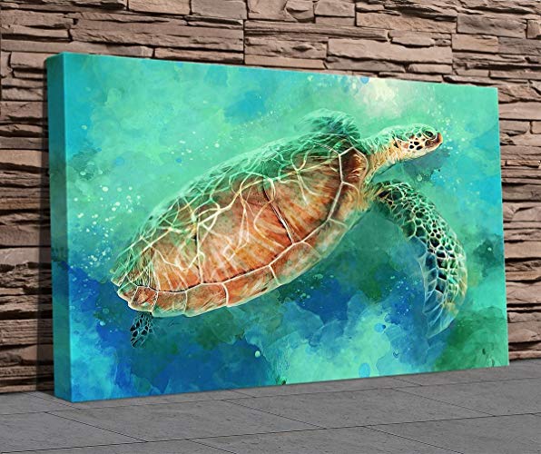 596x500 Sea Turtle Painting Canvas Print - Sea Turtle Painting Canvas