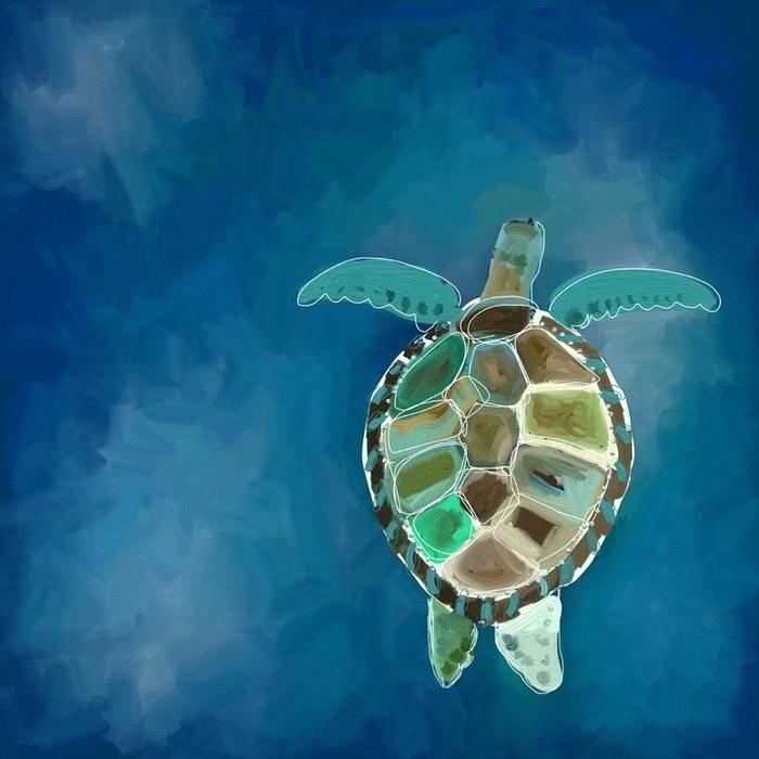 700x700 Sea Turtle Paintings Canvas Swimming Sea Turtle By Painting Print - Sea Turtle Painting Canvas
