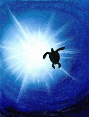 303x400 Sea Turtle Silhouette Painting - Sea Turtle Silhouette Painting