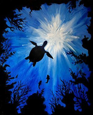 300x372 Sea Turtle Silhouette Canvas Painting Ideas Turtle - Sea Turtle Silhouette Painting