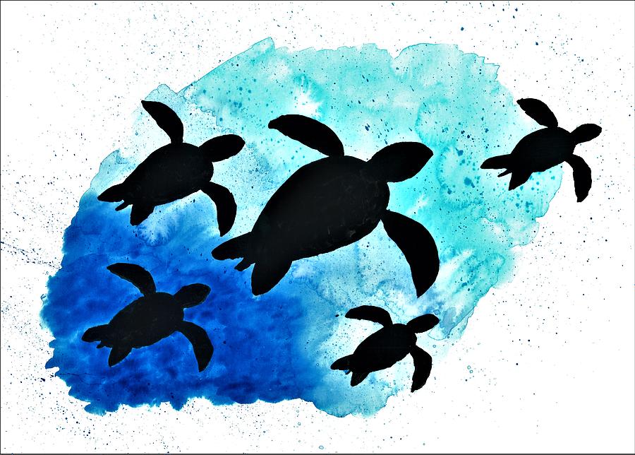 Sea Turtle Silhouette Painting