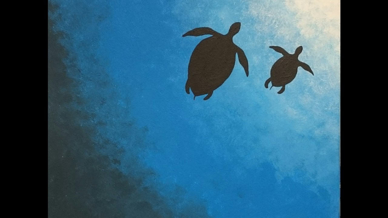 1280x720 Turtle Painting Painting Of Ocean - Sea Turtle Silhouette Painting