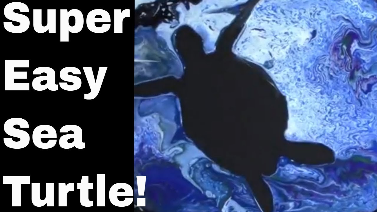 1280x720 You Can Do This! Easy Poured Acrylic Sea Turtle Silhouette - Sea Turtle Silhouette Painting