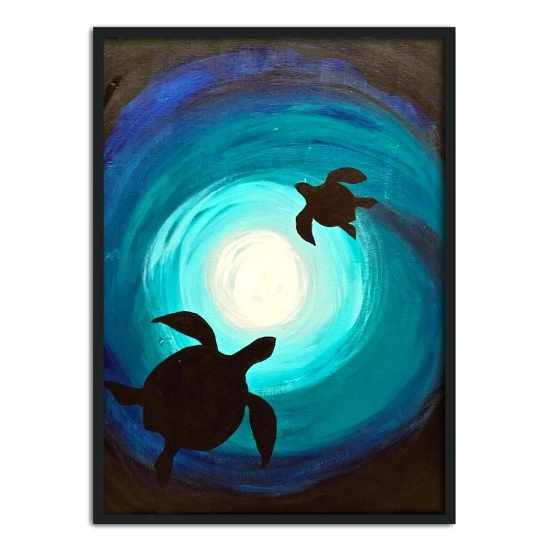 800x800 Sea Turtle Wall Art - Sea Turtle Silhouette Painting