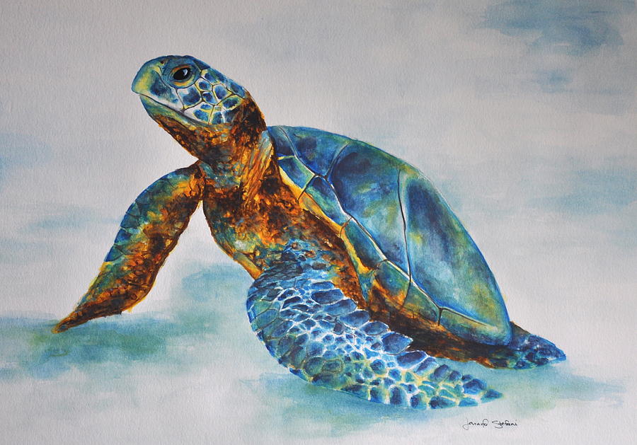 900x629 Sea Turtle Painting By Jennifer Stefani - Sea Turtle Watercolor Painting