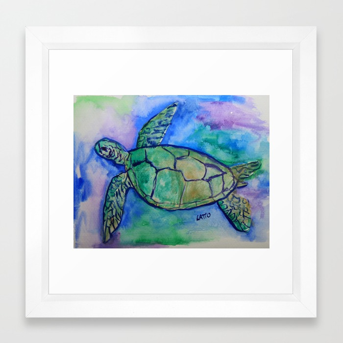 700x700 Sea Turtle Watercolor Painting Framed Art Print By Donnabellas - Sea Turtle Watercolor Painting