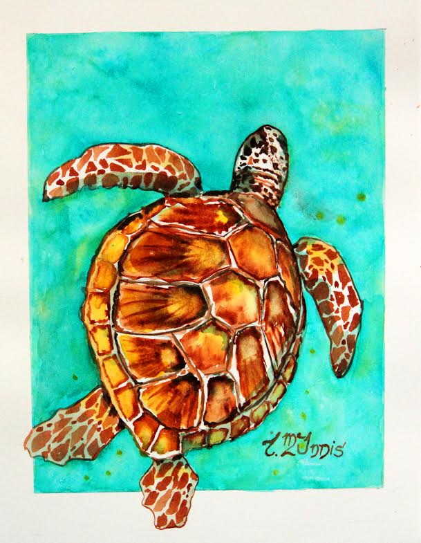 609x785 Sea Turtle Watercolor Painting Party Tues May 9th @630 Pm - Sea Turtle Watercolor Painting