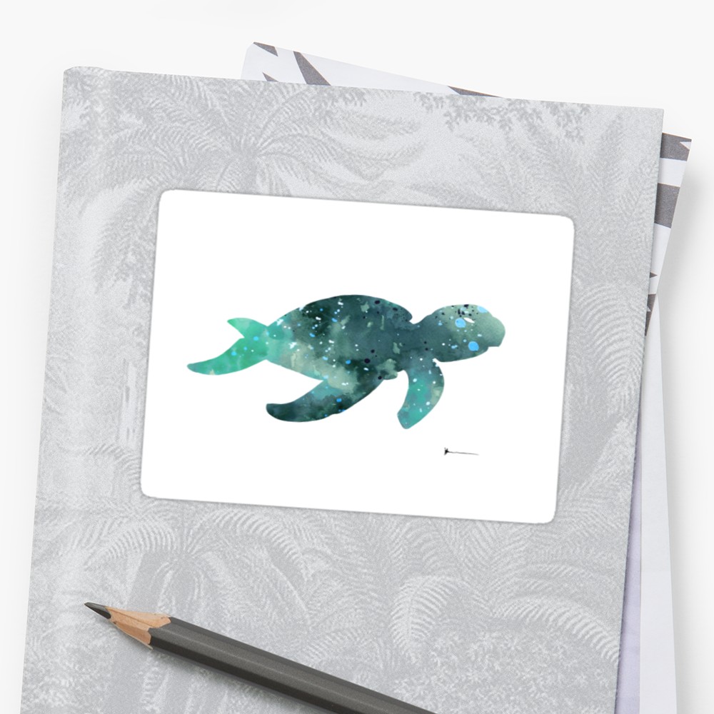 1000x1000 Sea Turtle Watercolor Painting For Sale Stickers By Joanna - Sea Turtle Watercolor Painting