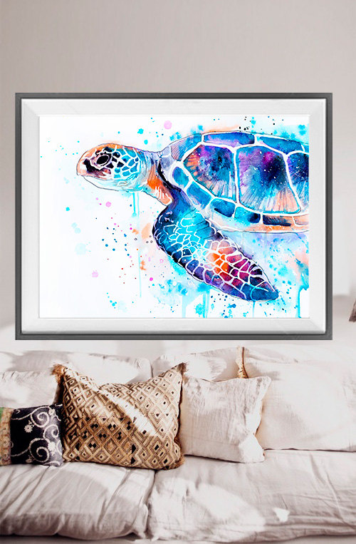 500x763 Sea Turtle Watercolor Painting Print - Sea Turtle Watercolor Painting
