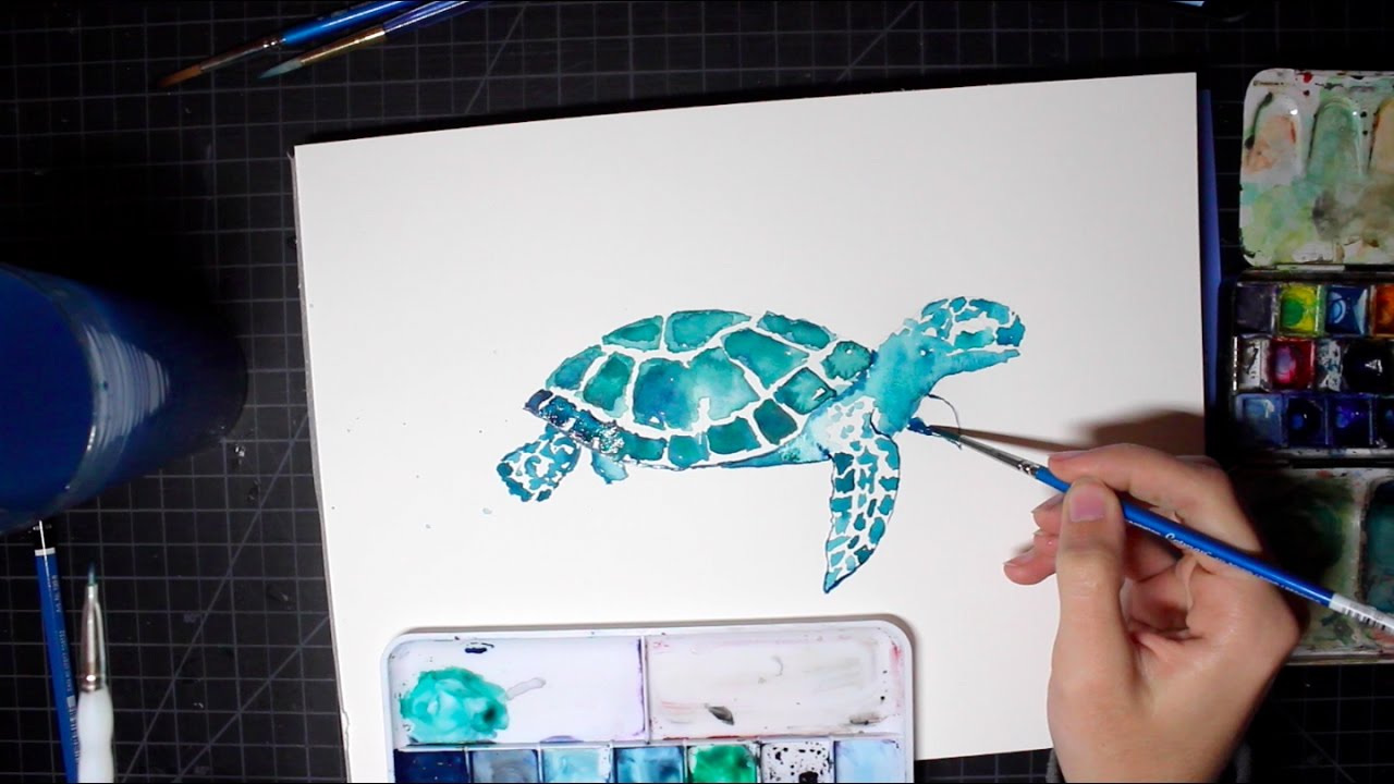 1280x720 Watercolor Painting Time Lapse Sea Turtle - Sea Turtle Watercolor Painting