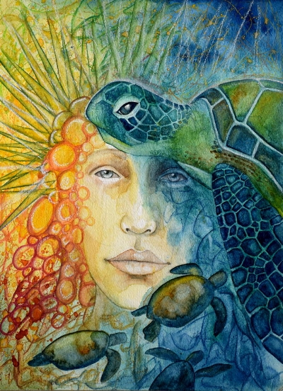 400x552 Sea Urchin Queen Kimberly Kirk Art - Sea Urchin Painting