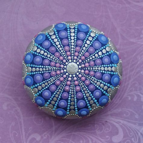 474x474 Jewel Drop Mandala Painted Stone Sea Urchin Design Painted By - Sea Urchin Painting