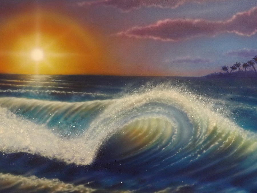 900x675 Ocean Wave Painting By Darren Robinson - Sea Waves Painting