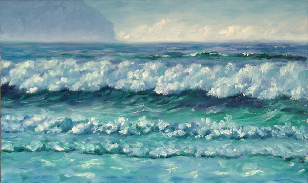 600x356 Oil Painting Of Sea Waves On Kilcummin Beach, Castlegregory, - Sea Waves Painting