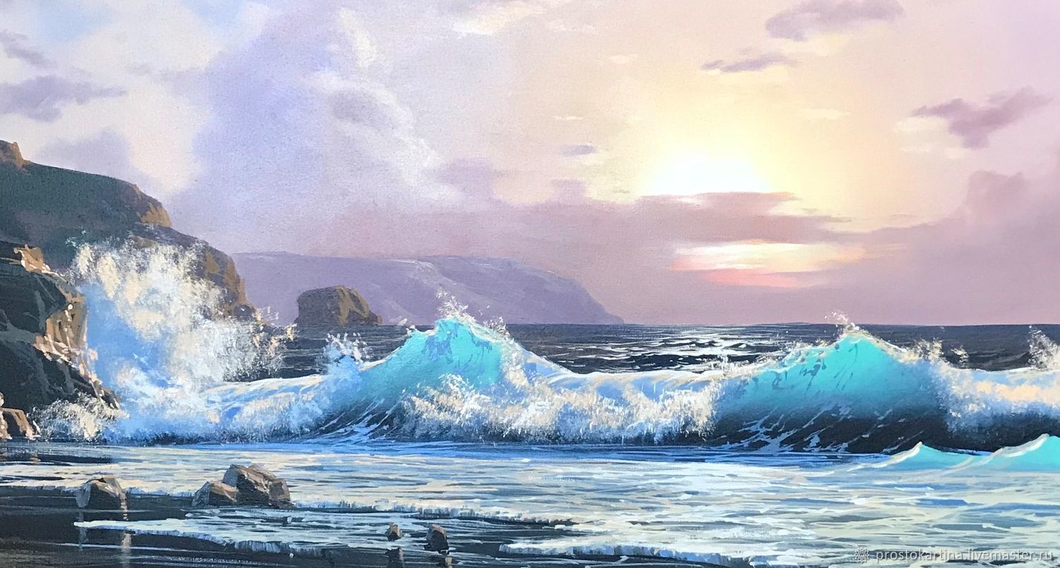 1500x805 Oil Painting Sea Waves Shop Online On Livemaster - Sea Waves Painting
