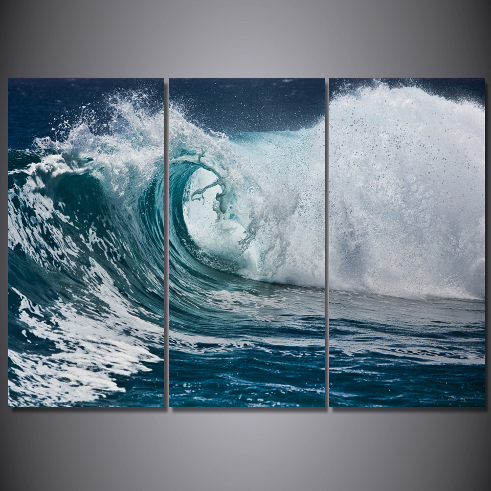 960x960 Printed Blue Sea Waves Painting Canvas Print Room Decor Print - Sea Waves Painting