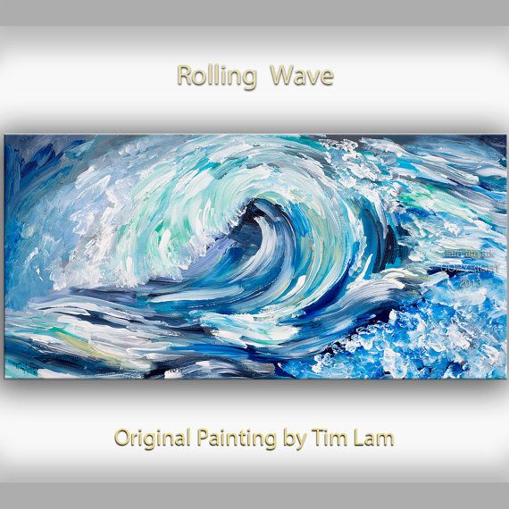 570x570 Sea Wave Art Abstract Painting Original Oil Painting Blue Sea - Sea Waves Painting