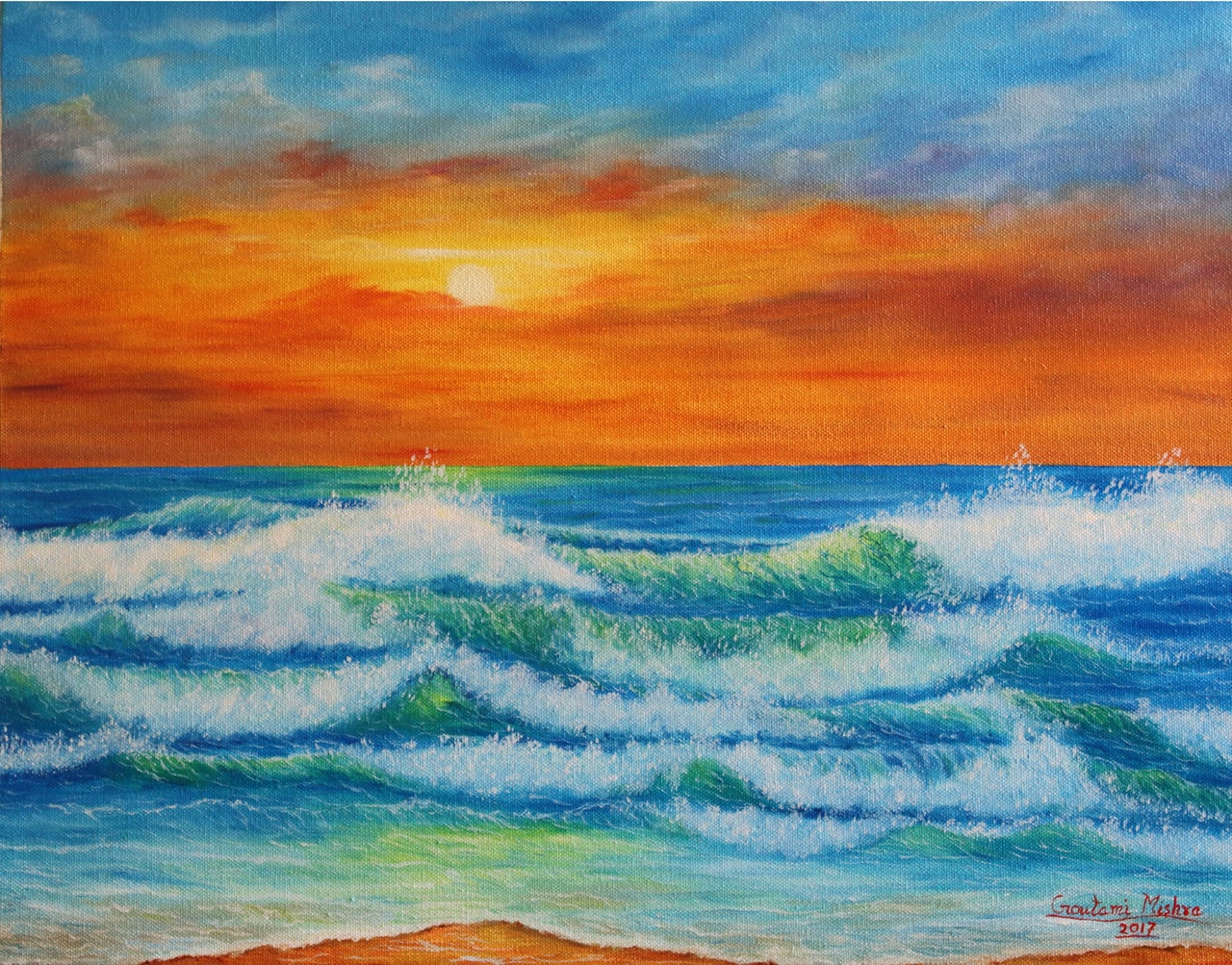 1280x1003 Buy Emerald Green Sea Waves - Sea Waves Painting