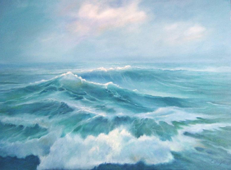777x572 Freaque Waves A Painting Of Ocean Waves In The Open Sea - Sea Waves Painting