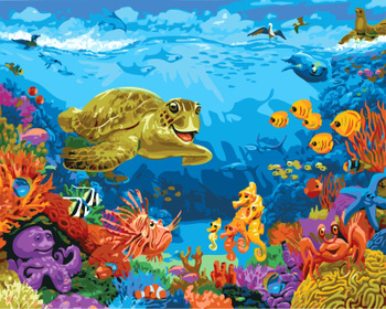 350x280 Gx3633 Sea World Diy Painting By Numbers For Kid's New Beginners - Sea World Painting