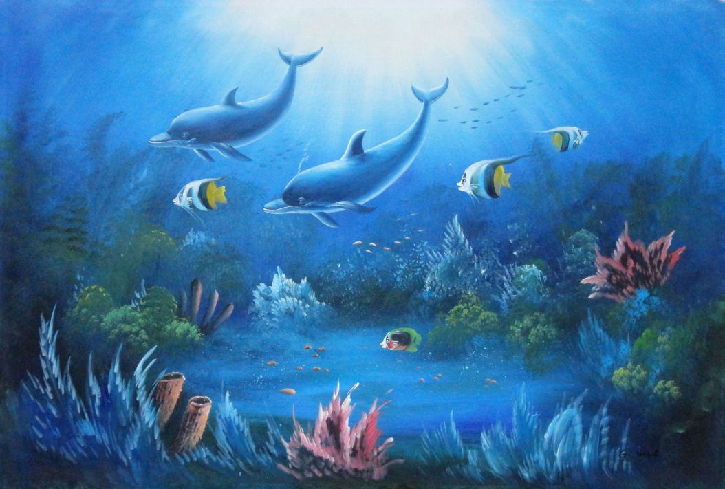 1054x711 Magical Underwater Sea World Oil Painting Animal Marine Life - Sea World Painting
