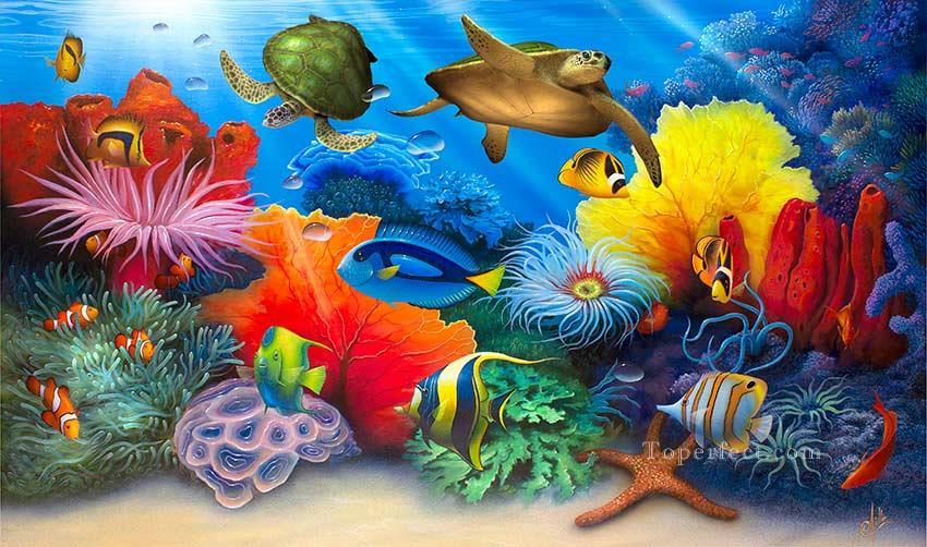 850x502 Turtle Reef Under Sea Painting In Oil For Sale - Sea World Painting