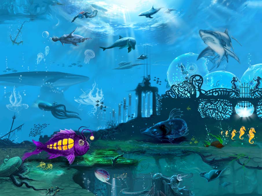 905x677 50 Breathtaking And Mystical Underwater Digital Paintings - Sea World Painting