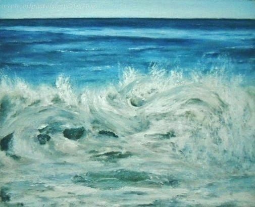 505x410 Sea Foam Swirl, Oil Pastel Oil Pastels By Mary - Seafoam Painting